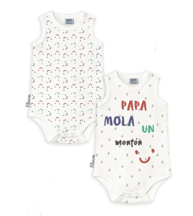22110139 BODYS PACK 2 SIN MANGAS ALGODON (PRECIO UD:2.53€) YATSI