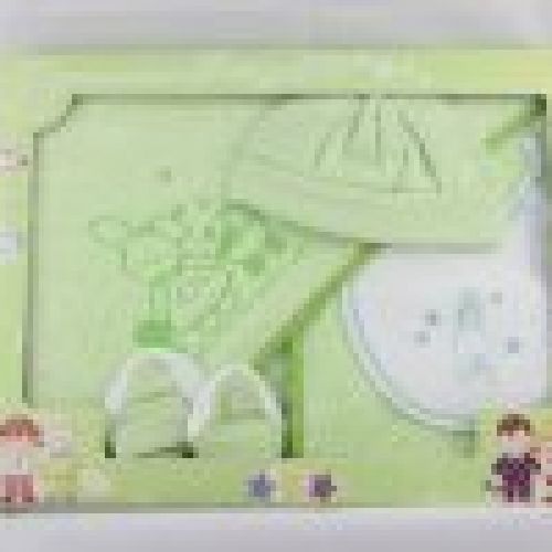 R203 JUEGO BAÑO BEBE FONDO VERDE ESTAMPADO BL