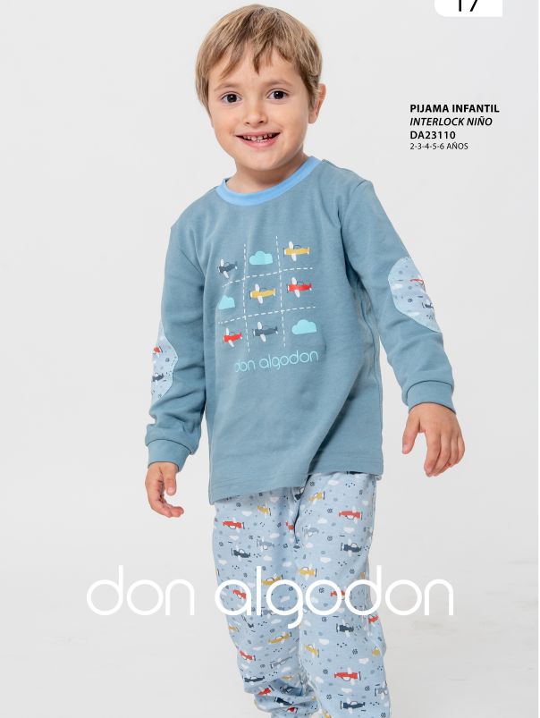 DA 23110 PIJAMA NIÑO INTERLOCK 2 A 6 AÑOS  DON ALGODON