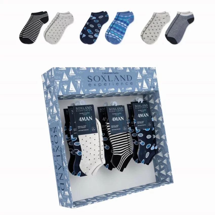 1814503 soxland calcetin invisible hombre estampado expositor 18 01 xl