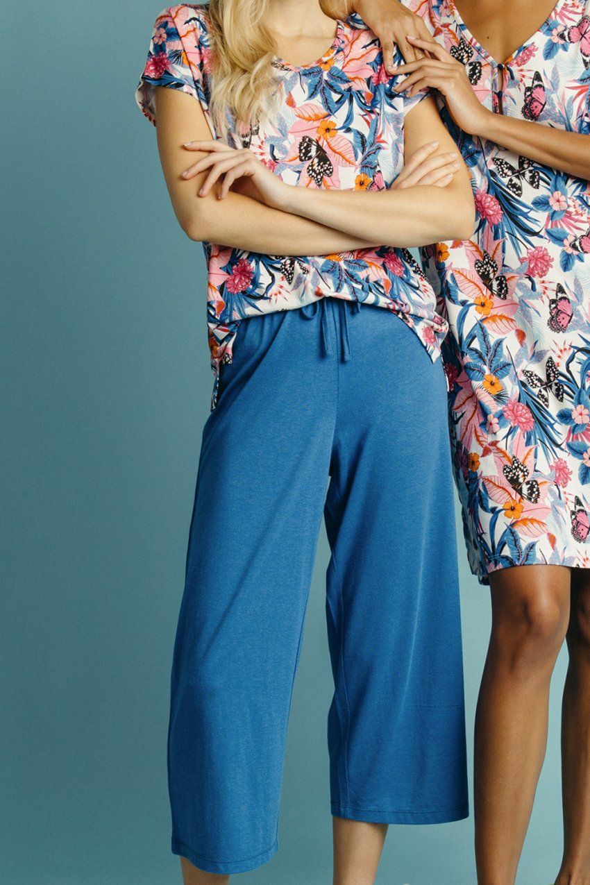 62029 PIJAMA MUJER MANGA CORTA Y PANTALON PALAZZO EN  VISCOSA ADMAS