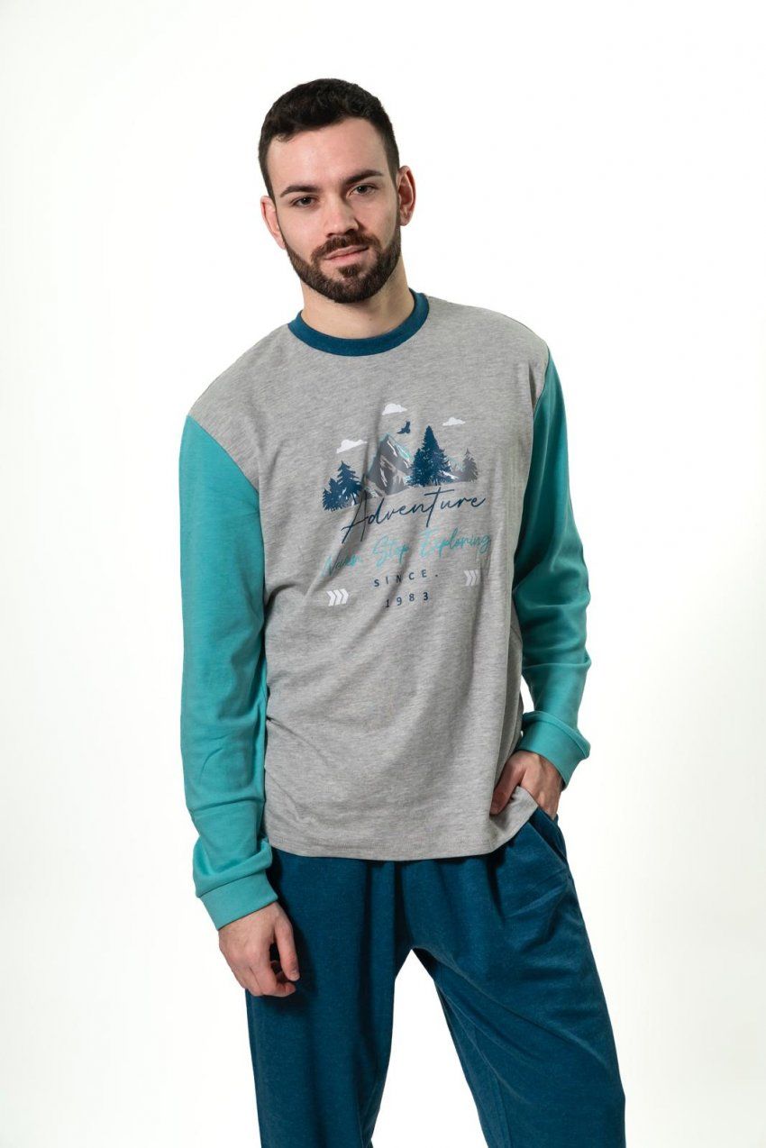 KN 261 PIJAMA HOMBRE KINANIT DE ALGODON AFELPADO AL POR MAYOR