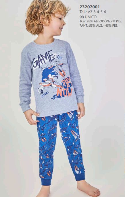 23207001 PIJAMA NIÑO TOBOGAN 2 A 6