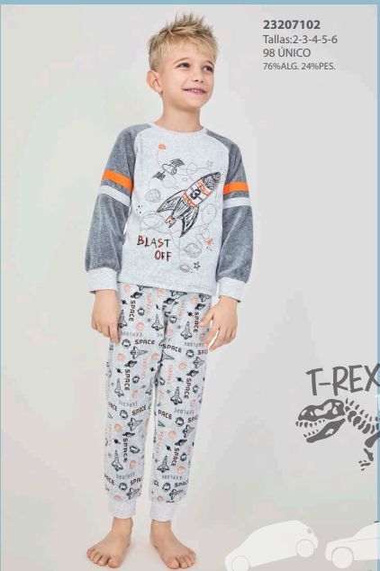 23207102 PIJAMA NIÑO TERCIOPELO  2 A 6 AÑOS TOBOGAN