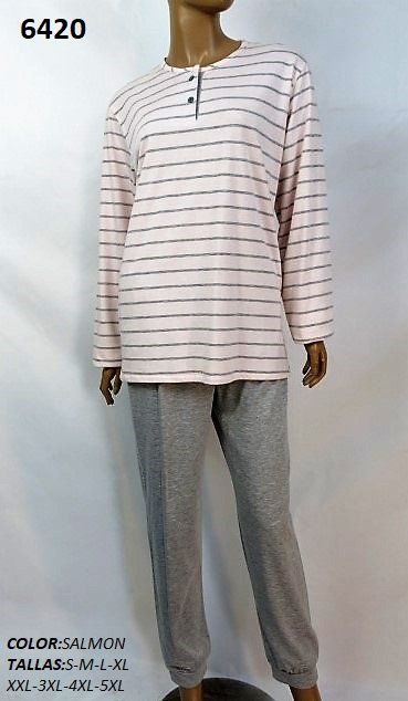 6420  PIJAMA SEÑORA  ALGODON LIN  TALLAS NORMAL Y GRANDES