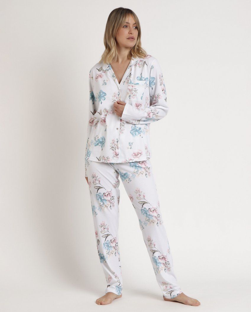 62646 PIJAMA MUJER ABIERTO ALGODON ADMAS GARDEN