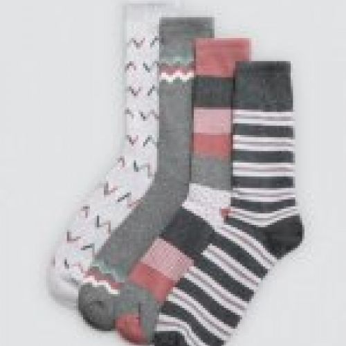 12949 Calcetines estampados térmicos para mujer, presentado en caja expositora. Con puño antipresión.