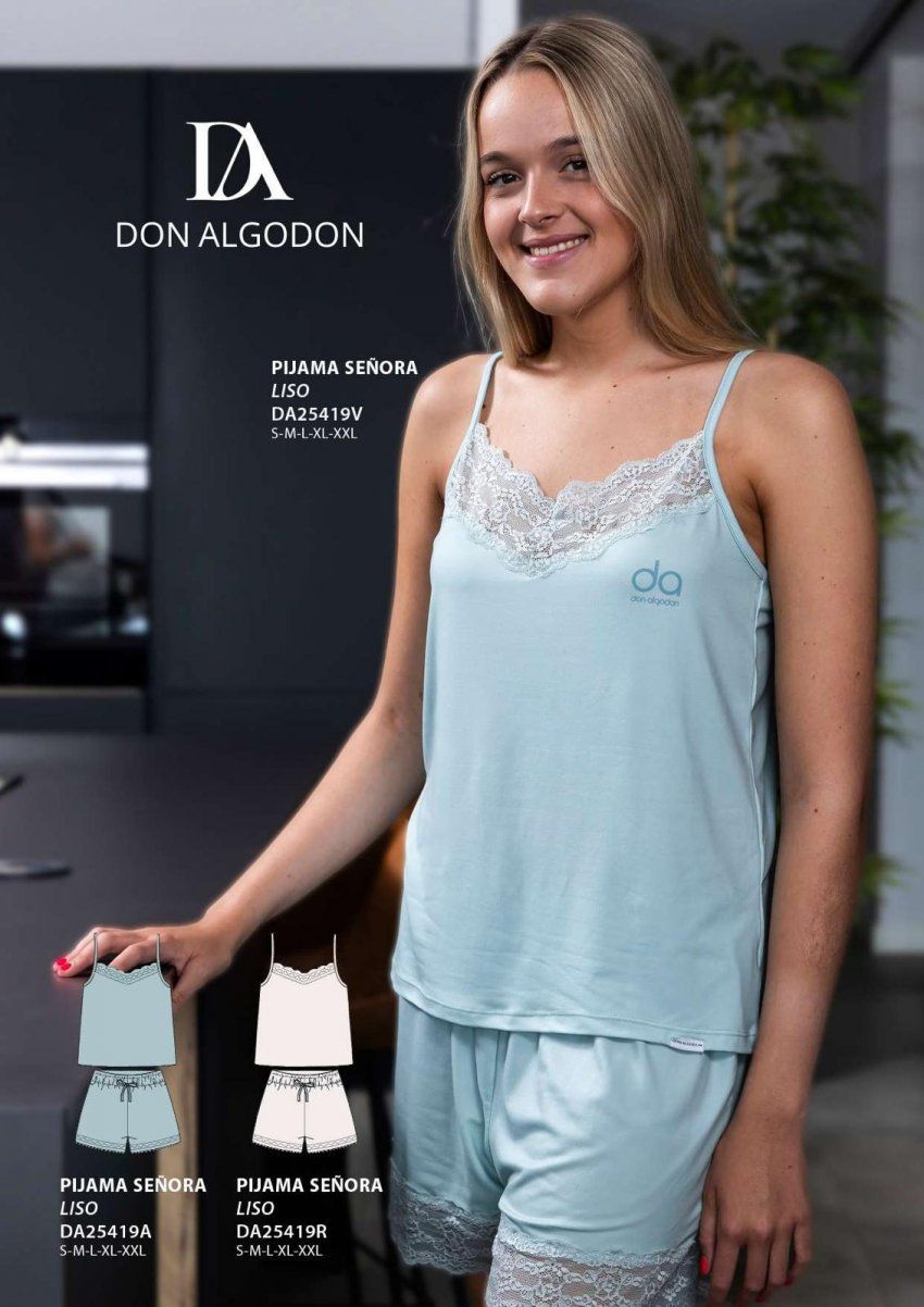 DA25419 PIJAMA TIRANTE ANCHO VERANO DON ALGODON