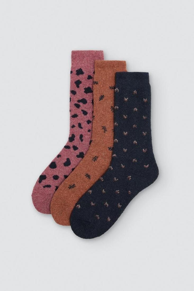 Calcetines de mujer con angora y lana Ysabel Mora ref. 12123, estampados surtidos y puño antipresión