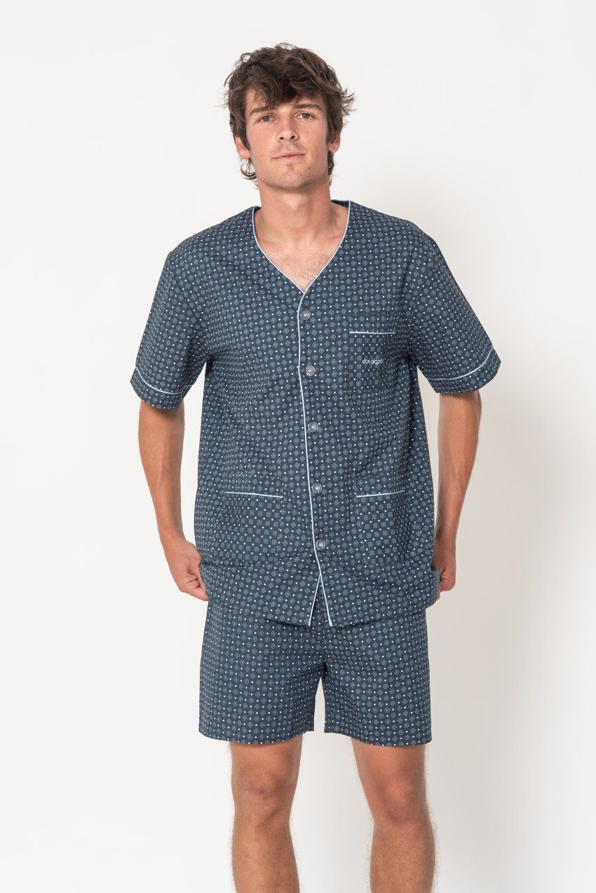 DA24313 PIJAMA CABALLERO VERANO POPELIN DON ALGODON