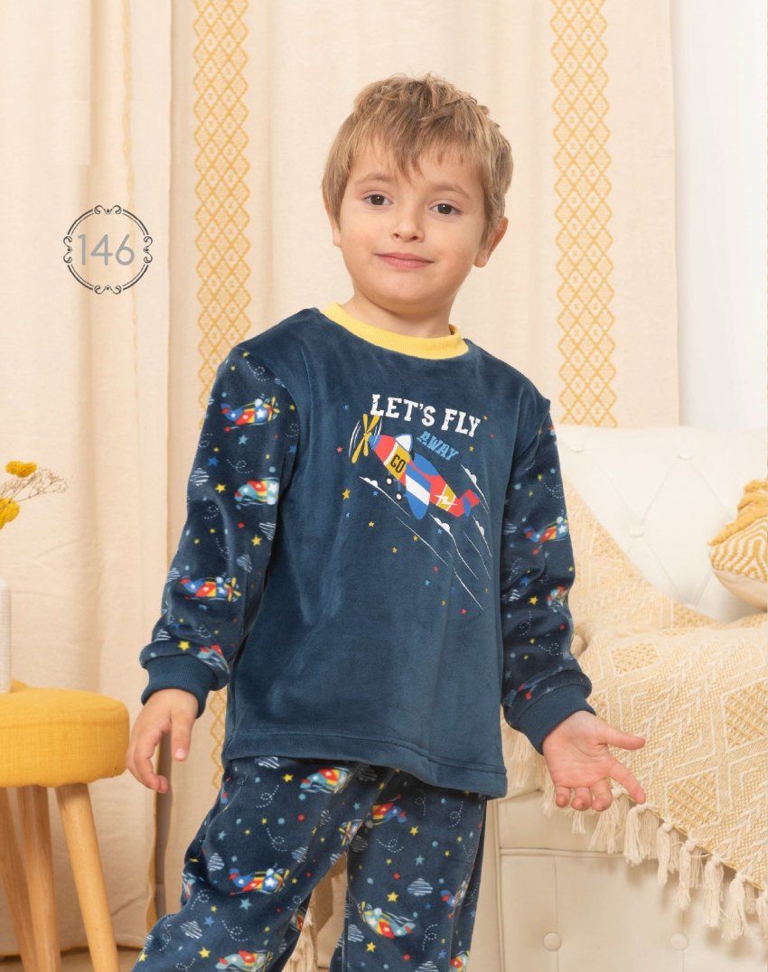 KN 146 PIJAMA  NIÑO TERCIOPELO SPANDEX 2 a 6 AÑOS KINANIT