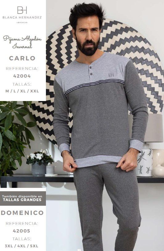 42004 PIJAMA CABALLERO INTERLOCK CARLO /42005 TALLAS GRANDES  BLANCA HERNANDEZ
