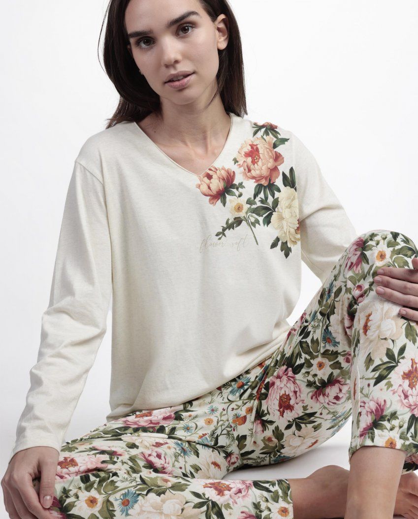 63586  PIJAMA MUJER INTERLOCK ADMAS GARDEN