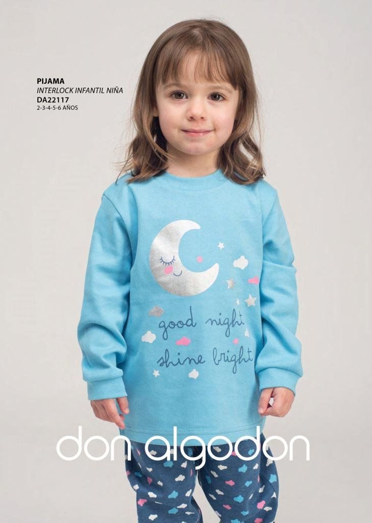 DA22117 PIJAMA NIÑA ALGODON INTERLOCK 2 A 6  DON ALGODON