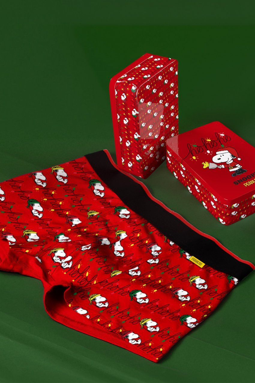 48618 BOXER ROJO SNOOPY HO HO HO LATA REGALO ADMAS