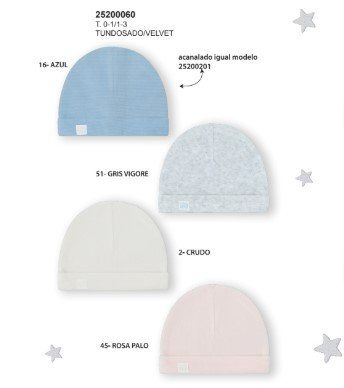25200060 GORRO BEBE TUNDOSADO O TERCIOPELO HOSPITAL YATSI