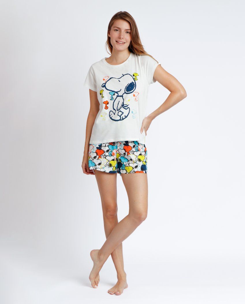 62432 PIJAMA MUJER MANGA CORTA SNOPPY 100% ALGODON ADMAS