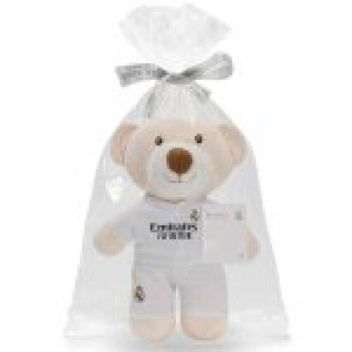 Venta al mayor RMPE001 muñeco peluche en forma de oso del Real Madrid, embalaje del producto en bolsa, medidas 30×18 aproximadamente, el color puede variar levemente al de la foto, artículo oficial con licencia del Real Madrid, marca fabrica Interbaby.