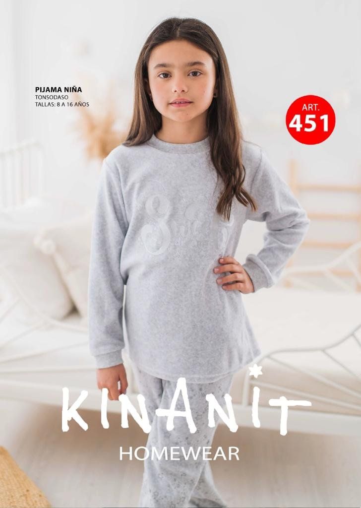 KN 451 PIJAMA NIÑA TERCIOPELO 8 a 16 años KINANIT