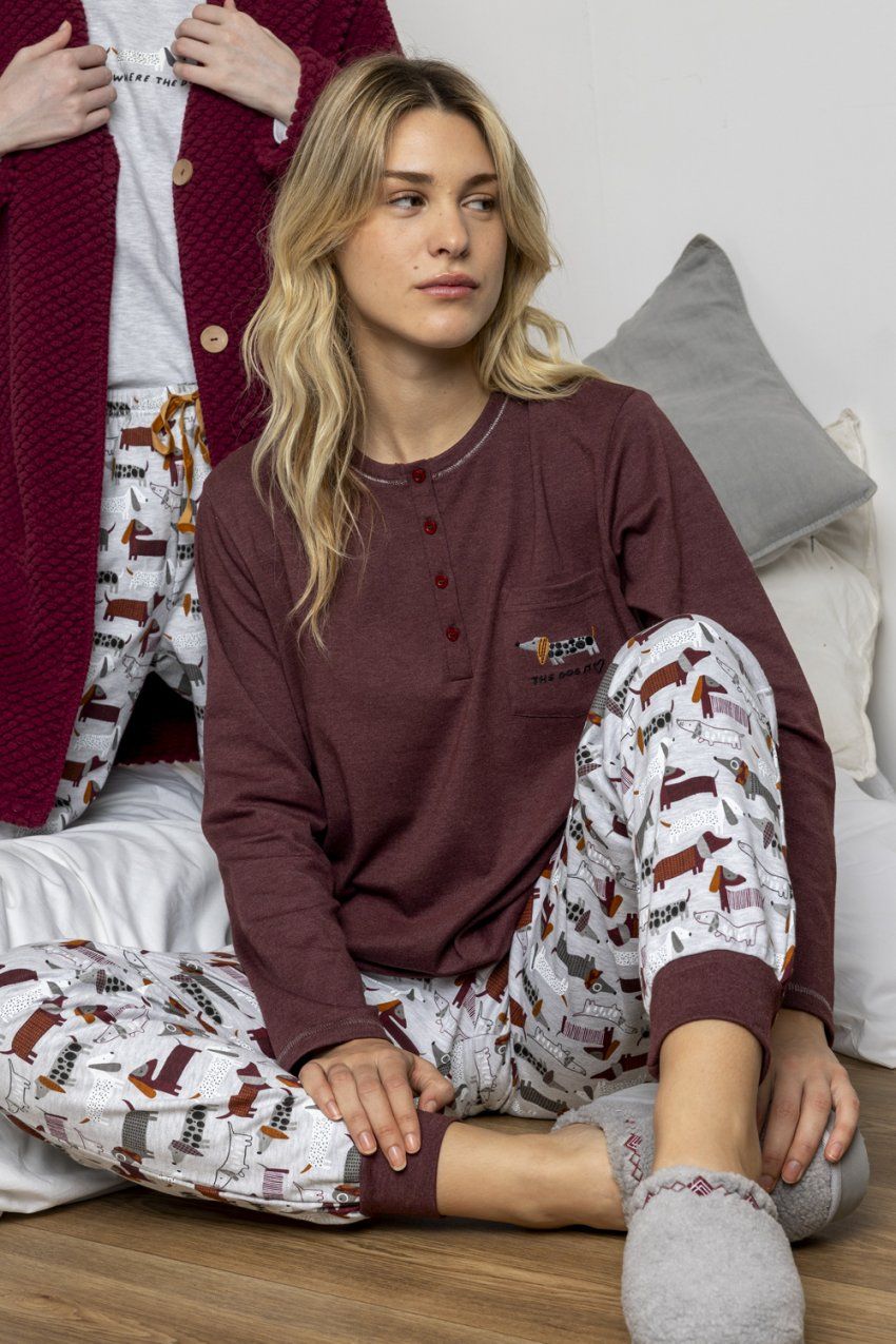 63622 PIJAMA MUJER PERRITOS INTERLOCK ADMAS