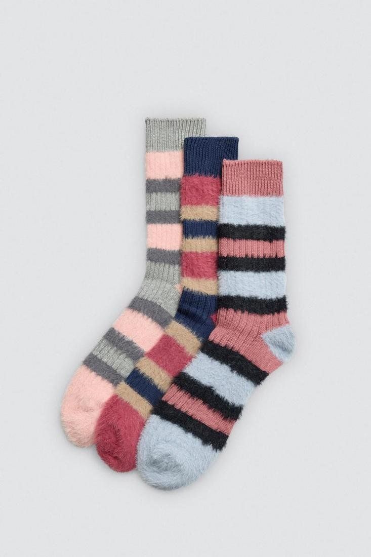 12965 Calcetines con estampado de rayas para mujer con puño antipresión y tacto extrasuave