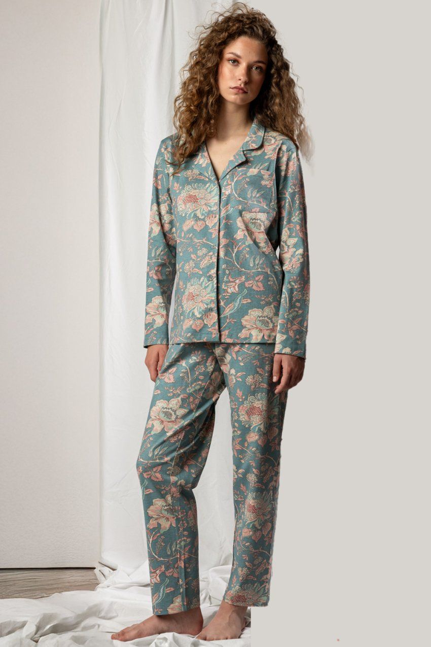 pijama mujer abotonado linea garden de admas