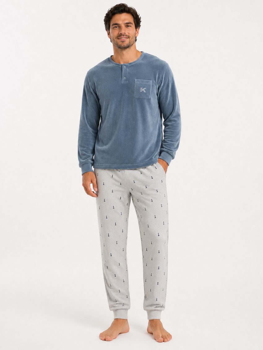 pijama de hombre de kinanit tipo spandez, calido y confortable, 601 kinanit