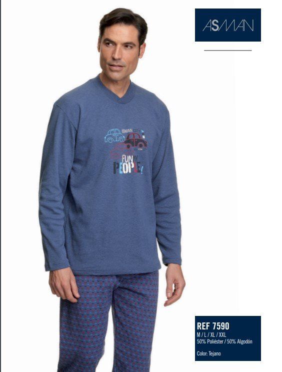 7590 PIJAMA CABALLERO ASSMAN  ALGODON FELPA