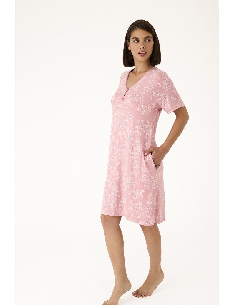 Camisón manga corta floral Promise N21321 rosa vintage