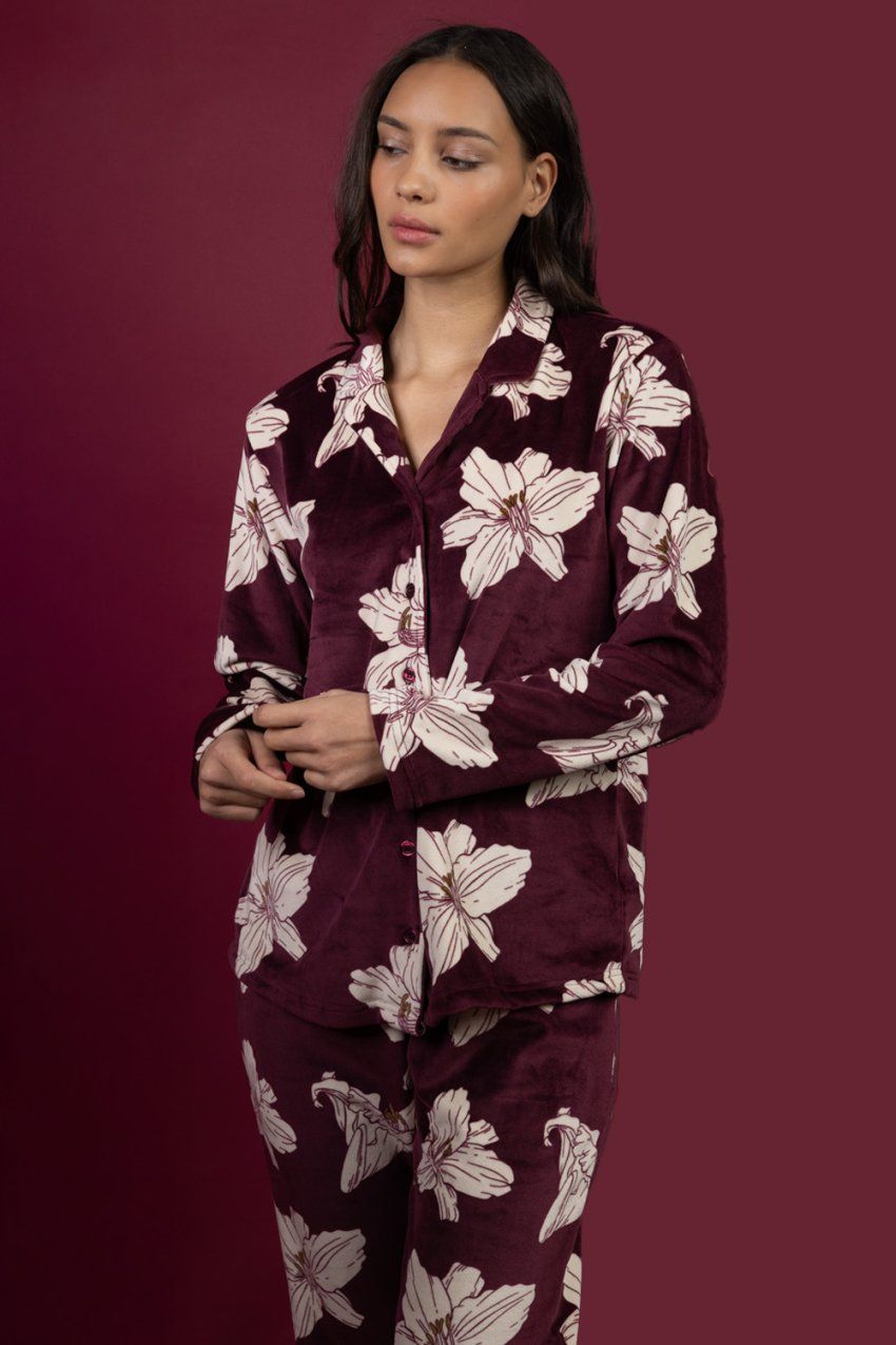 64656 pijama mujer abierto velvet estampado admas luxury