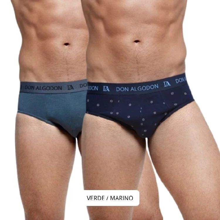 Pack de 2 slip Don Algodón PS728 en color negro y gris para hombre al por mayor en Nati Campos, ajuste cómodo y tejido de algodón