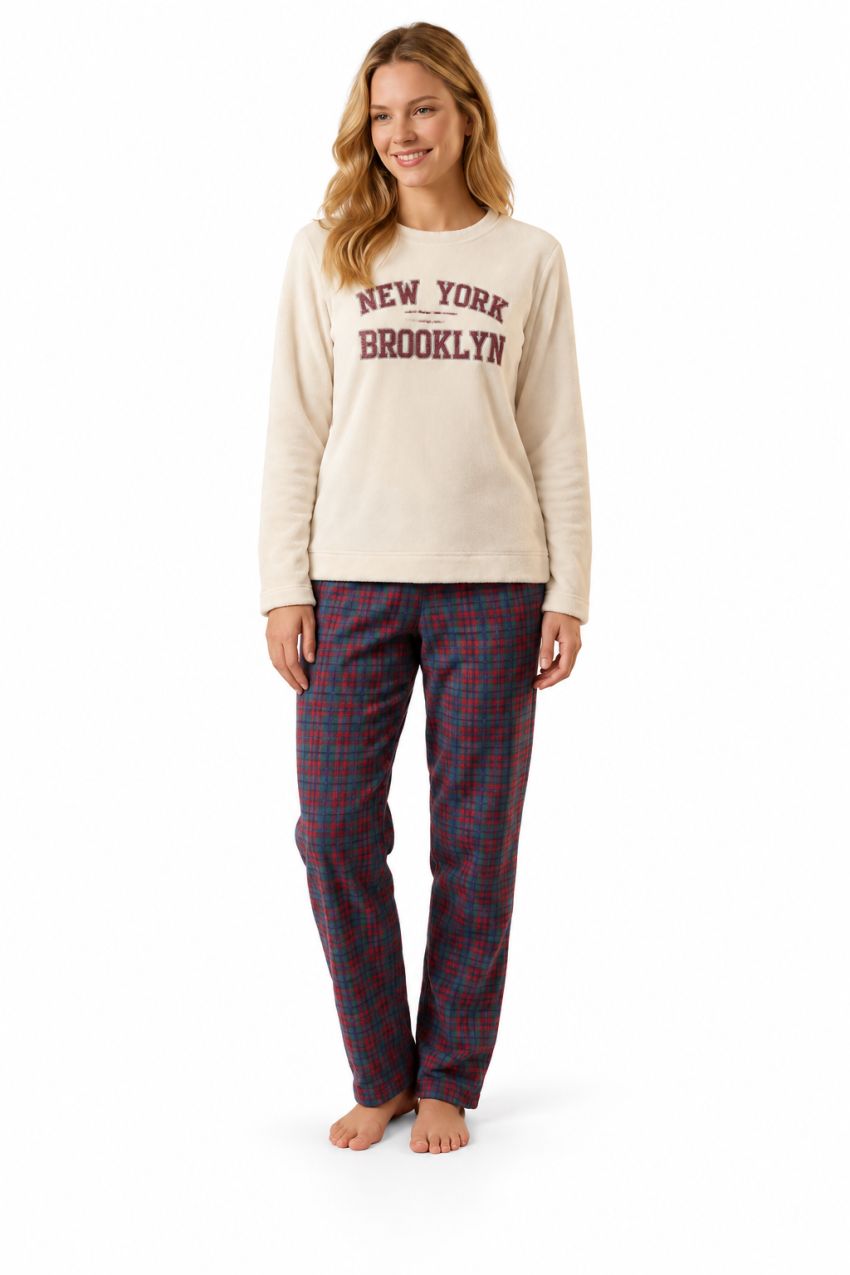Pijama de mujer New York Brooklyn de velour Waterlemon 8642