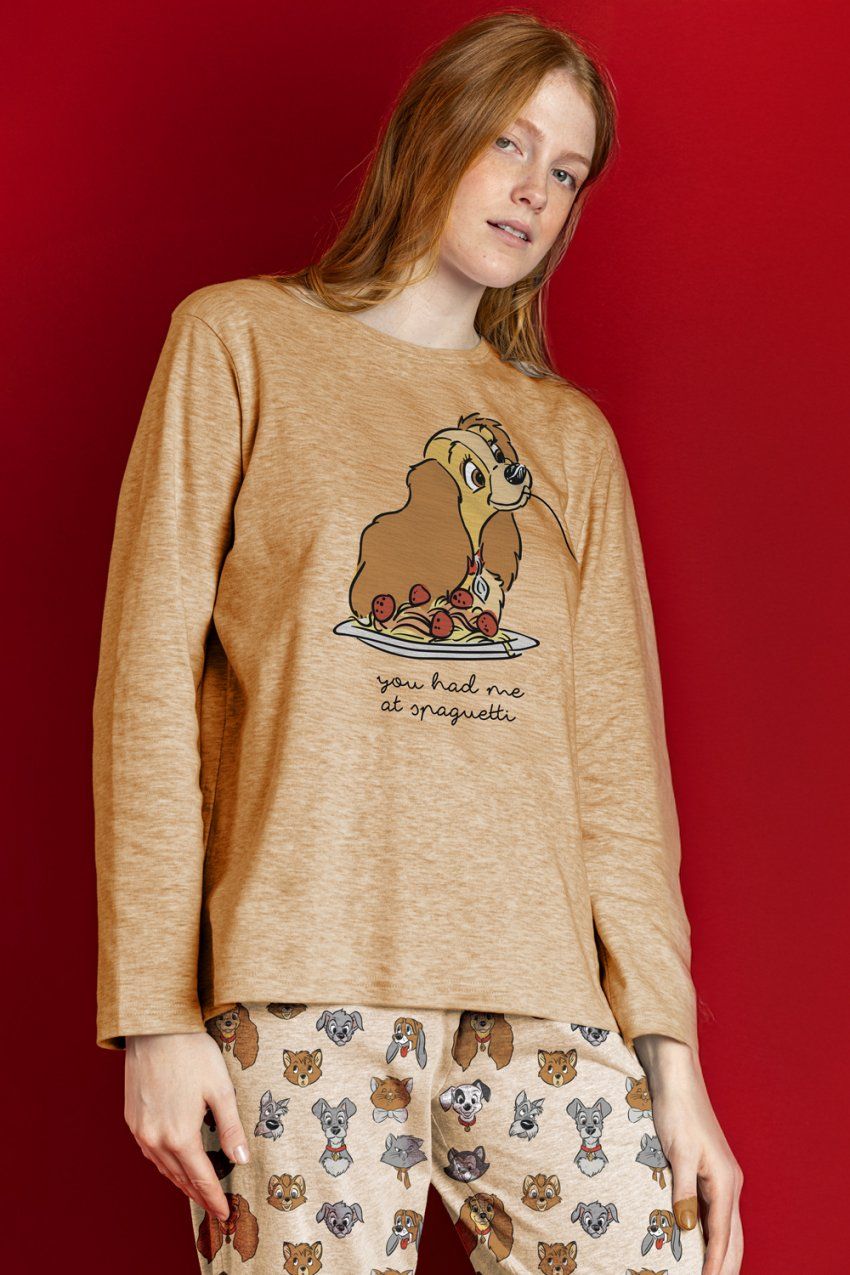 Pijama de mujer manga larga invierno de la dama y el vagabundo de disney al por mayor ADMAS