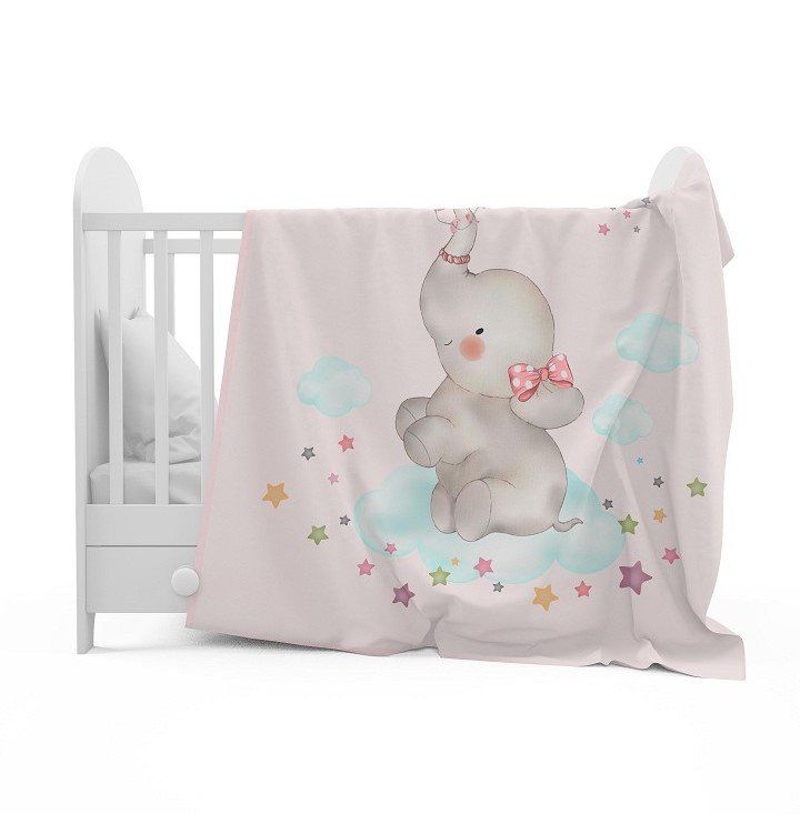 964 MANTA CUNA TERCIOPELO ELEFANTE INTERBABY  110X140