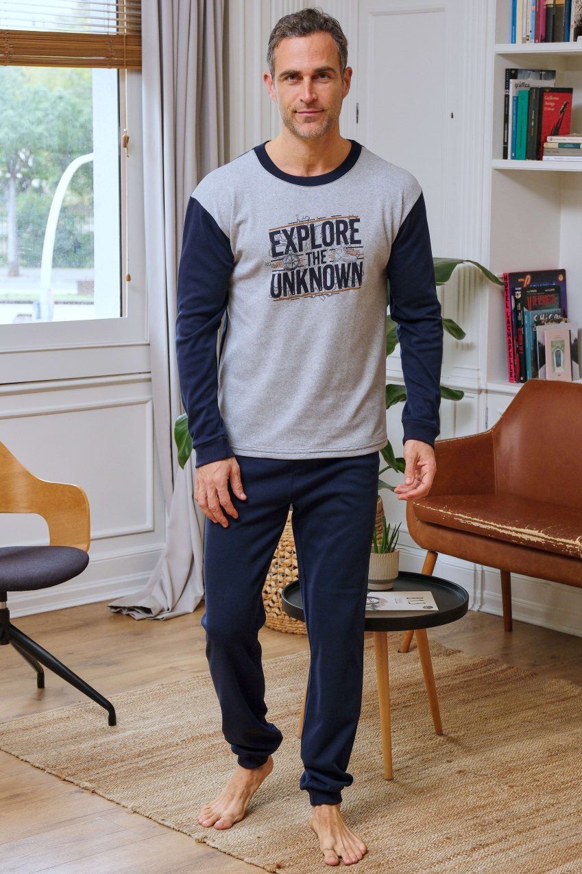 Pijama de hombre Muslher 265624 en tejido interlock para venta al por mayor