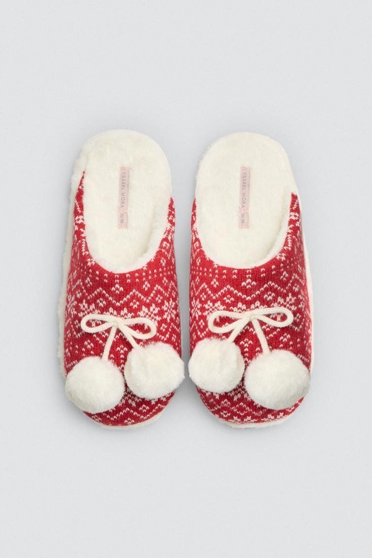 14175 Zapatillas de casa para mujer con estampado navideño