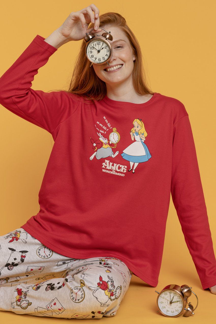 63307 PIJAMA MUJER ALICIA PAIS MARAVILLA 100% ALGODON DISNEY ADMAS