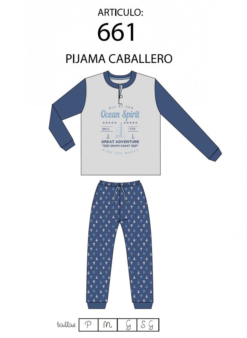 KN 661 PIJAMA CABALLERO MANGA LARGA ALGODON FINITO KINANIT