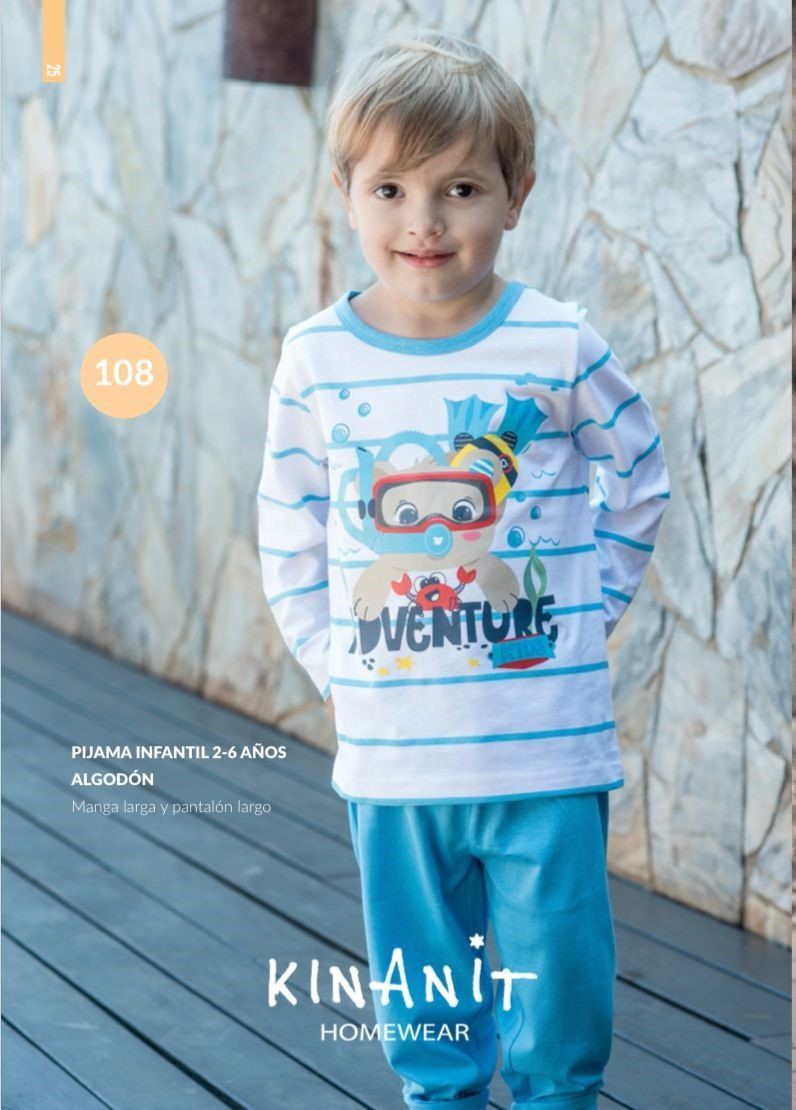 KN 108 PIJAMA NIÑO ALFODON FINO  2 A 6 KINANIT