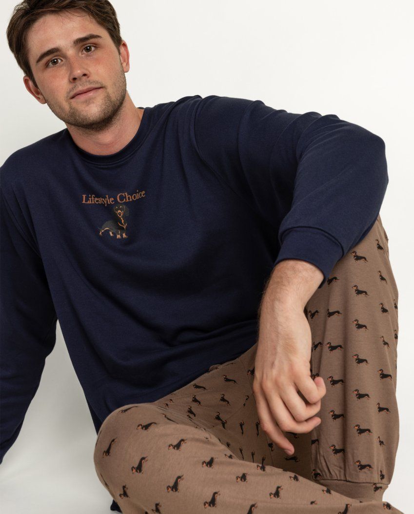 pijama hombre invierno 100% algodon de perritos tipo hipters