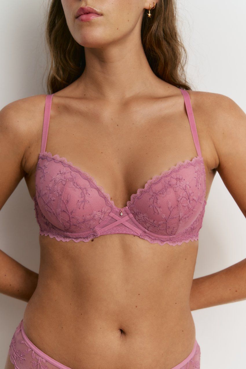 Z15200 CONJUNTO PUSH UP DE ENCAJE ROSA PROMISE