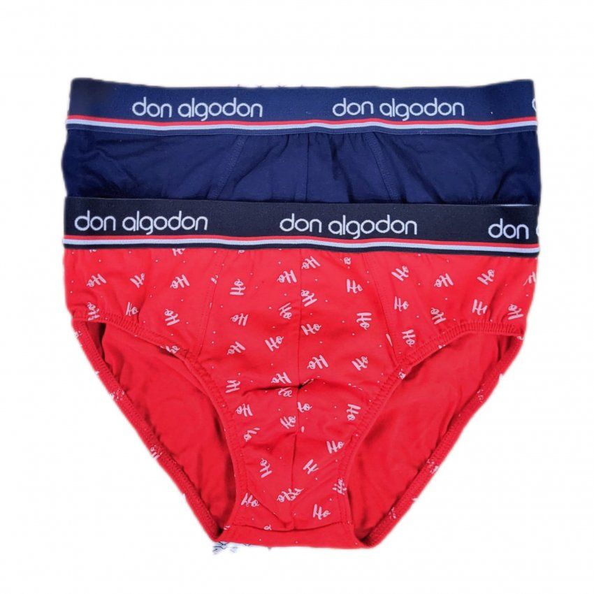 SE 07 SLIP CABALLERO DON ALGODON NAVIDAD CON ROJO  PACK 2