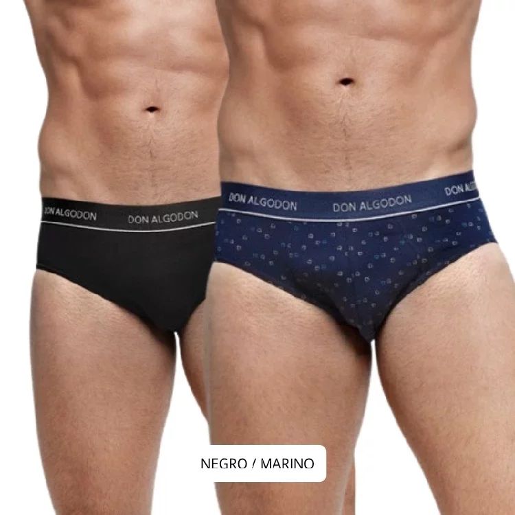 Pack de 2 slip Don Algodón PS723 en color negro y gris para hombre al por mayor en Nati Campos, ajuste cómodo y tejido de algodón