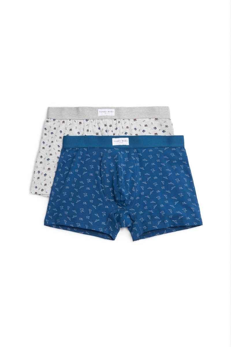 20422 Pack de 2 calzoncillos bóxer de algodón natural estampados
