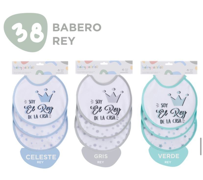 38 BABEROS  PACK 3 REY BABY PASITOS