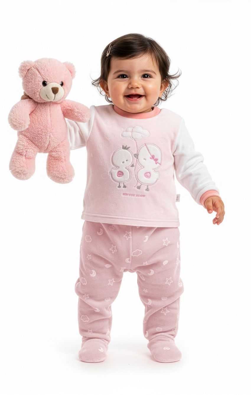 KN 26058 POLAINA + CAMISETA BEBE TERCIOPELO  0 a 6 KINANIT