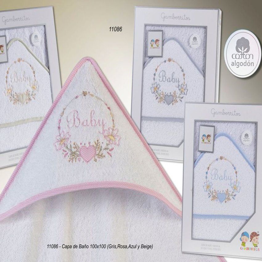 Capa de baño para bebé Gamberritos 11086 de algodón 100%, con capucha, suave y absorbente, ideal para recién nacido