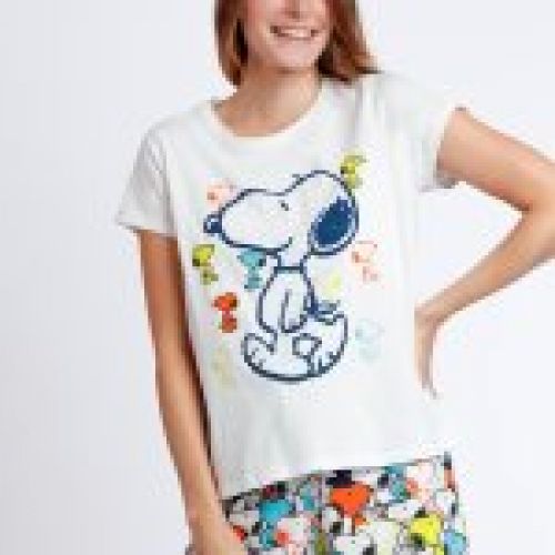62432 PIJAMA MUJER MANGA CORTA SNOPPY 100% ALGODON ADMAS nati campos mayorista