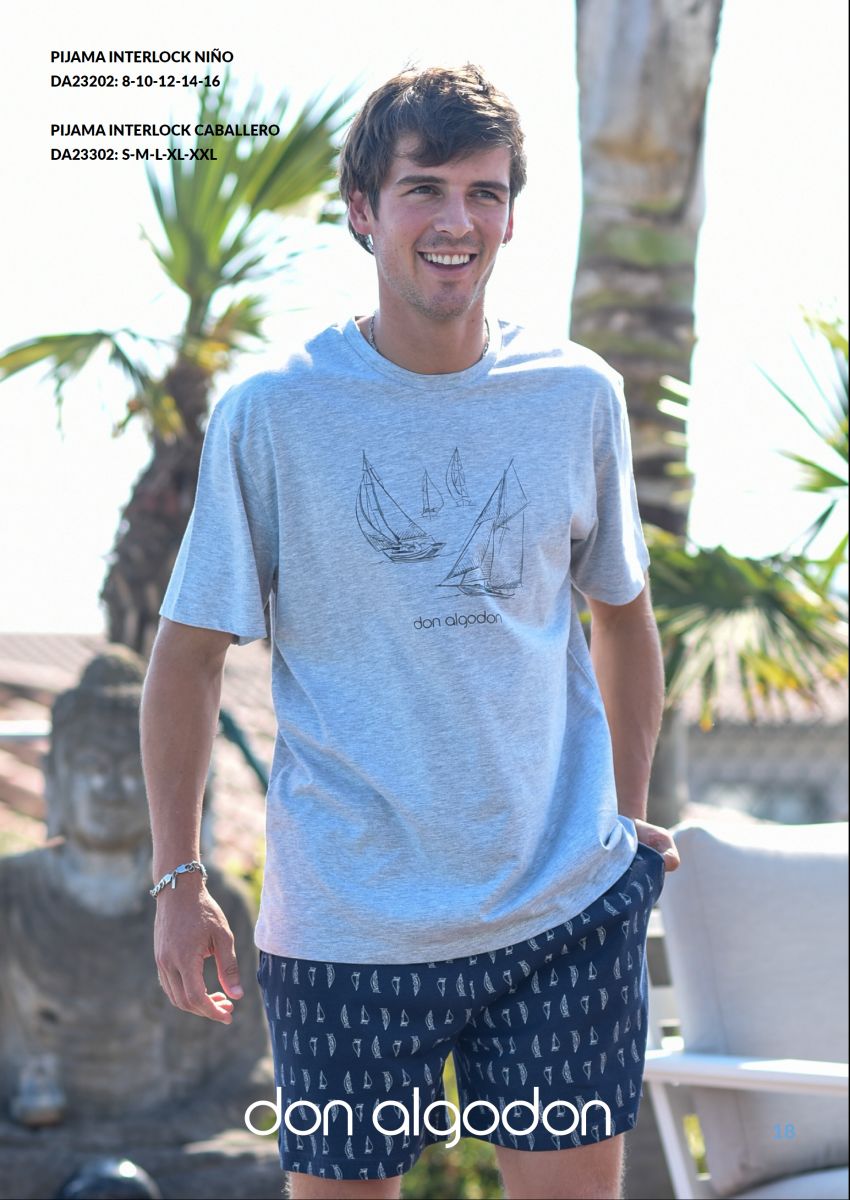 DA23302 PIJAMA CABALLERO VERANO DON ALGODON