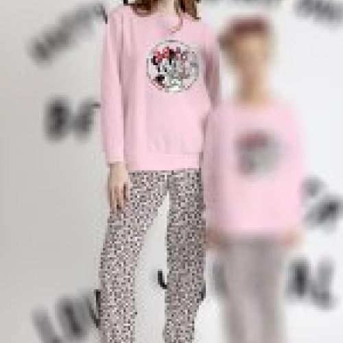 63673 Pijama para señora de tejido micropolar con estampado de leopardo de la minnie y daysi al por mayor de admas ç